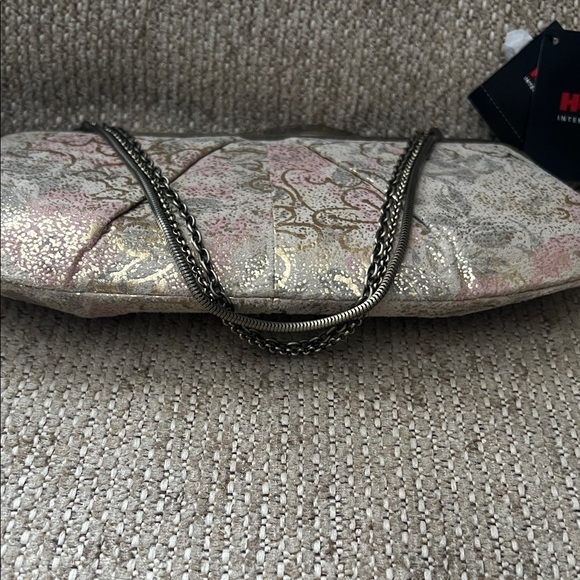 HOBO Women's Brushed Gold and Pink Patterned Clutch - Picture 2 of 6